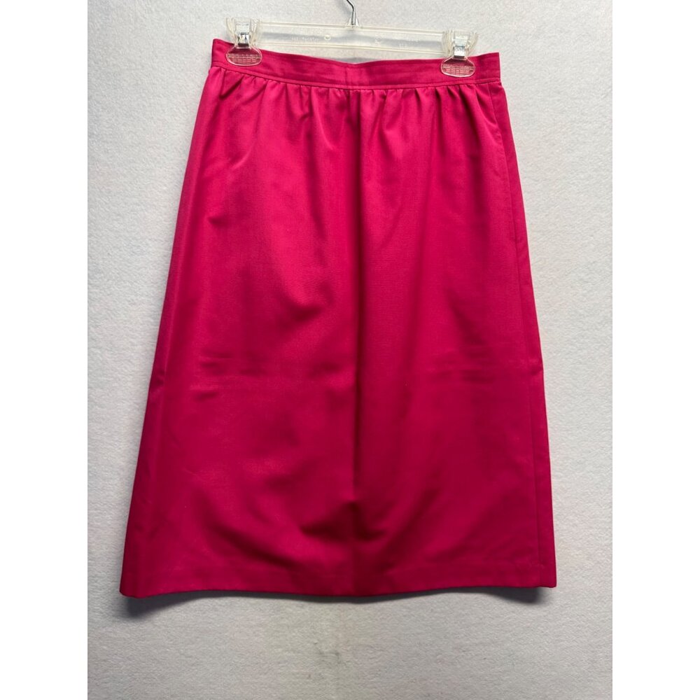 Vintage Hot Pink A-Line Midi Skirt With Side Pockets Back Zipper Closure Womens